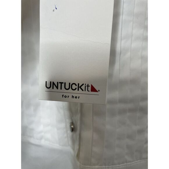 UNTUCKit Size 12 tuxedo Dominique Popover Blouse Shirt Top Rhinstone Buttons - Picture 5 of 13